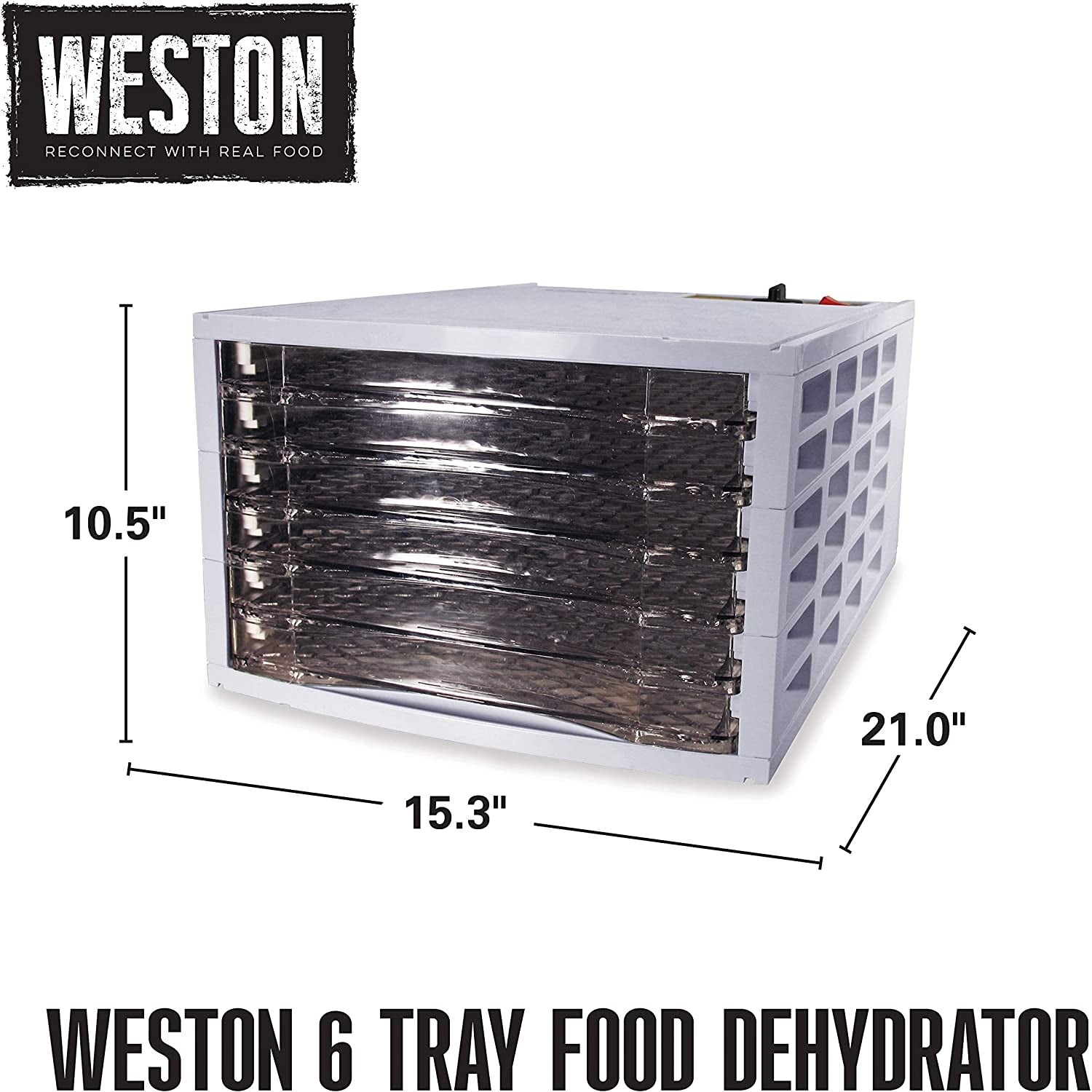 Weston - Déshydrateur d'aliment à 6 Plateaux Antiadhésif, Ventilateur Ultra-Silencieux, 500W, Blanc - Simple Boutique