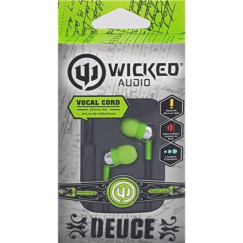 Wicked Audio Écouteurs Boutons avec Microphone Vert ou Rouge - Simple Boutique