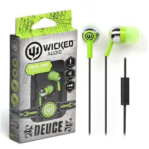 Wicked Audio Écouteurs Boutons avec Microphone Vert ou Rouge - Simple Boutique