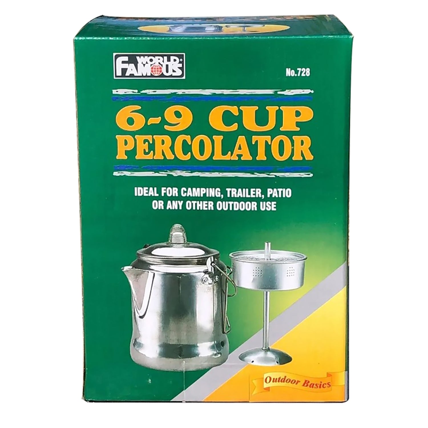 World Famous - Percolateur pour Utilisation Extérieur, Capacité de 6 à 9 Tasses, Fabriqué en Aluminium - Simple Boutique