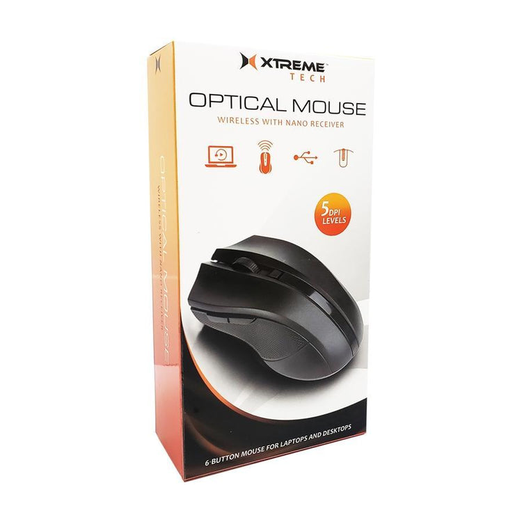 Xtreme PCA2-1002-AST Souris Optique Sans-fil 6 Bouttons avec Nano-Récepteur, Noir - Simple Boutique
