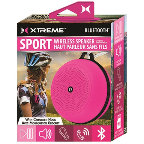 Xtreme Sport Haut-Parleur Bluetooth Sans Fil avec Mousqueton Rose (XBS9-1009-PNK)