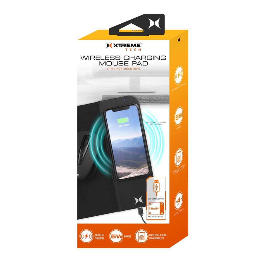 Xtreme - Tapis de Souris avec Chargeur de Téléphone Sans-Fil 5W Intégré, Noir - Simple Boutique