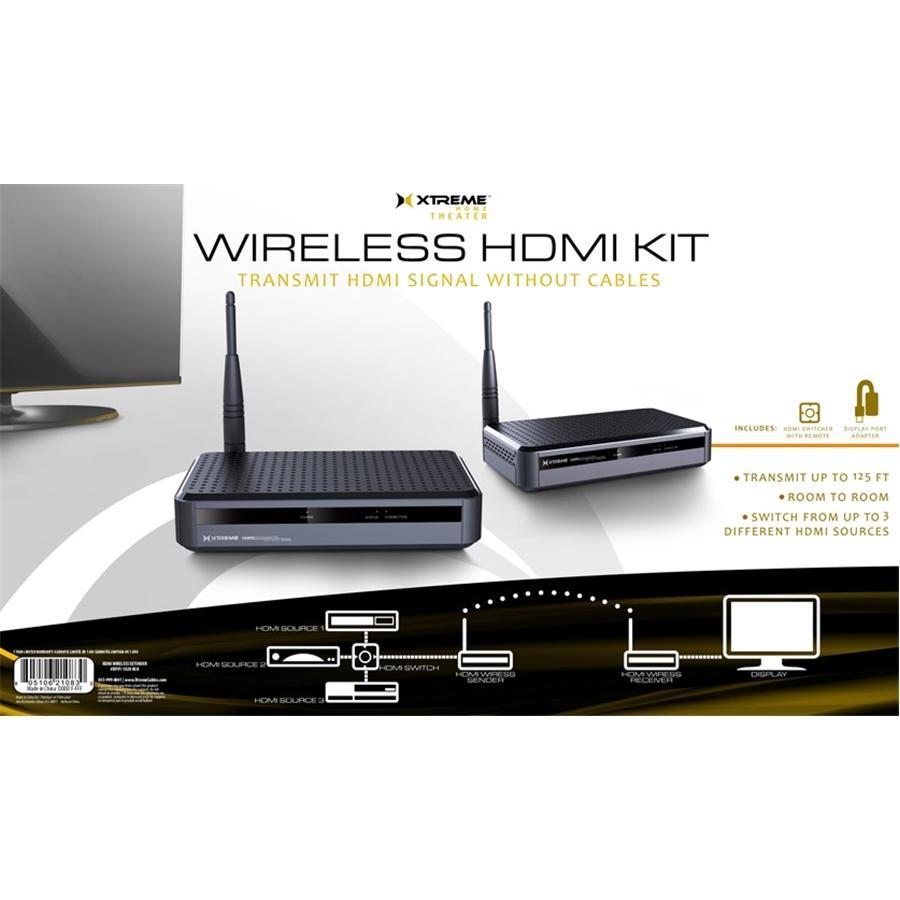 Xtreme XHV1-1020-BLK Kit HDMI Sans-fil Haute Définition - Transmetteur Sans les Câbles, Noir - Simple Boutique