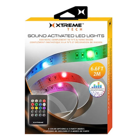 Xtreme XLB7-1024-WHT - Ensemble de Ruban LED, 6.6 Pied, Réagit aux Sons et Musique, Télécommande Incluse