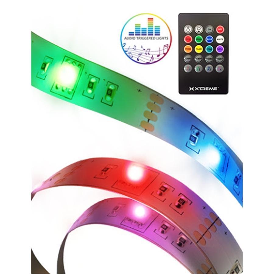Xtreme XLB7-1024-WHT - Ensemble de Ruban LED, 6.6 Pied, Réagit aux Sons et Musique, Télécommande Incluse - Simple Boutique