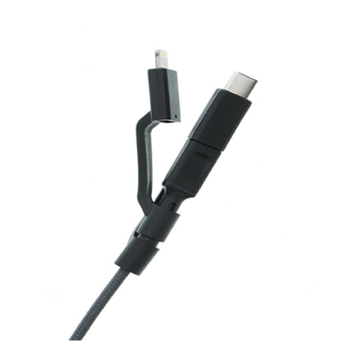 Xtreme XMT8-1001-MP1 Câble de Chargement 3 en 1 de Type C, Micro USB, Lightning, 6 Pieds, Noir