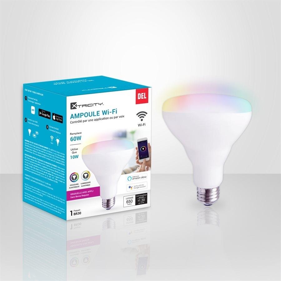Xtricity 1-50076 Del Wi-Fi Type BR30 10W 120V Couleurs RGB 2700-6500 K Luminosité Ajustable Grad Blanc - Simple Boutique
