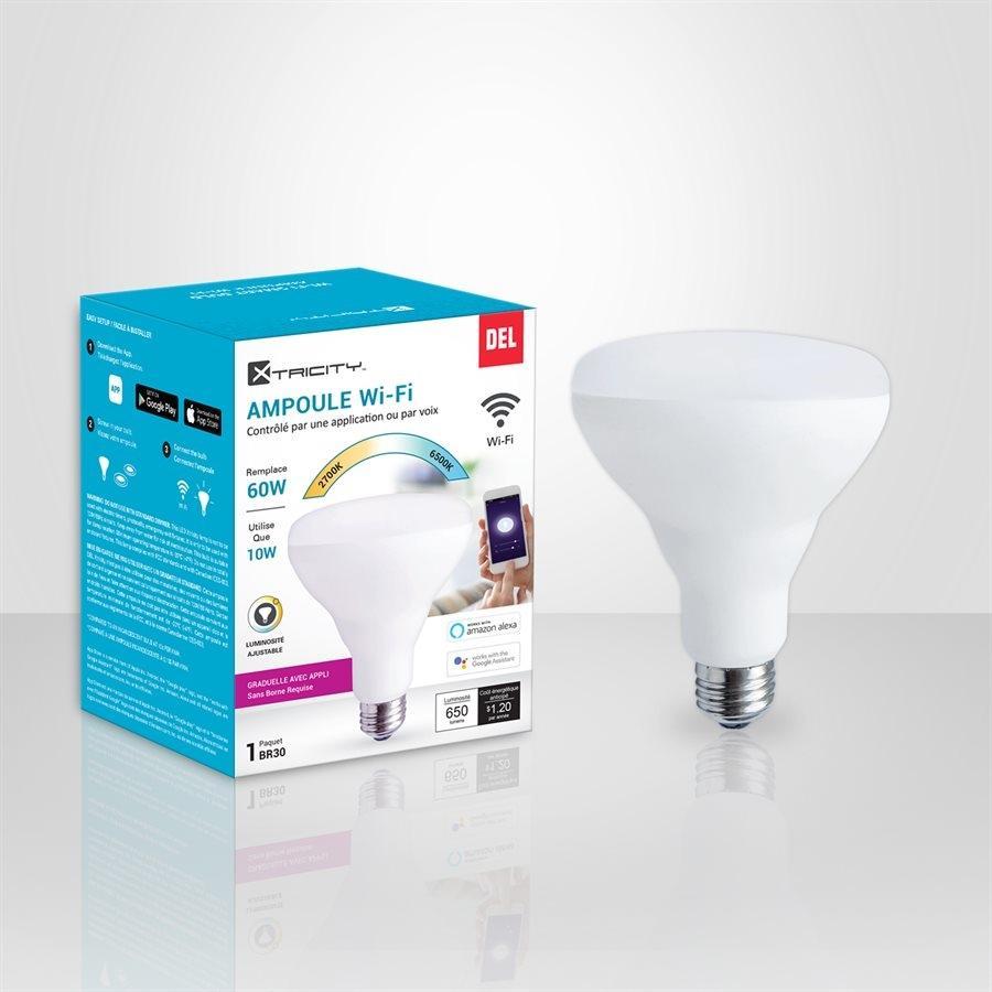 Xtricity 1-50086 DEL Wi-Fi BR30 10W 120V 2700K-6500K Luminosité Ajustable Grad 1Pk Blanc - Simple Boutique