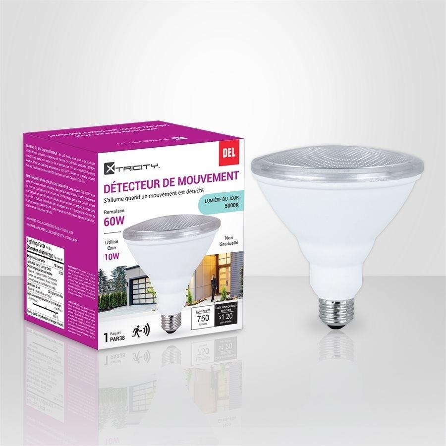 Xtricity 1-50089 DEL Détecteur de Mouvement Type Par38 10W 120V 5000K Lumière du Jour 1PK Blanc - Simple Boutique