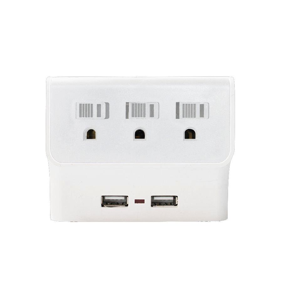 Xtricity 3-70624 Multiprise Murale 3 Prises et 2 USB 2.4A Blanc - Simple Boutique