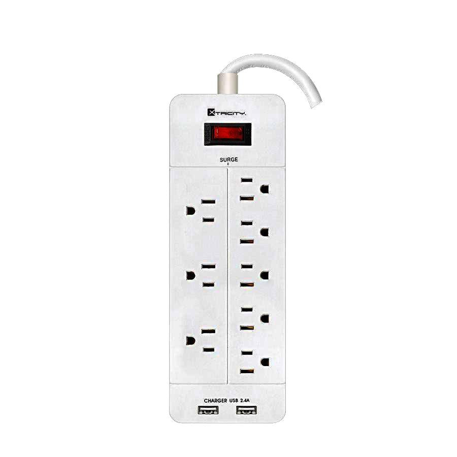 Xtricity 3-70628 Protection de Surtension 8 Prises 1050 Joules EXT 6PI 2 USB Blanc - Simple Boutique