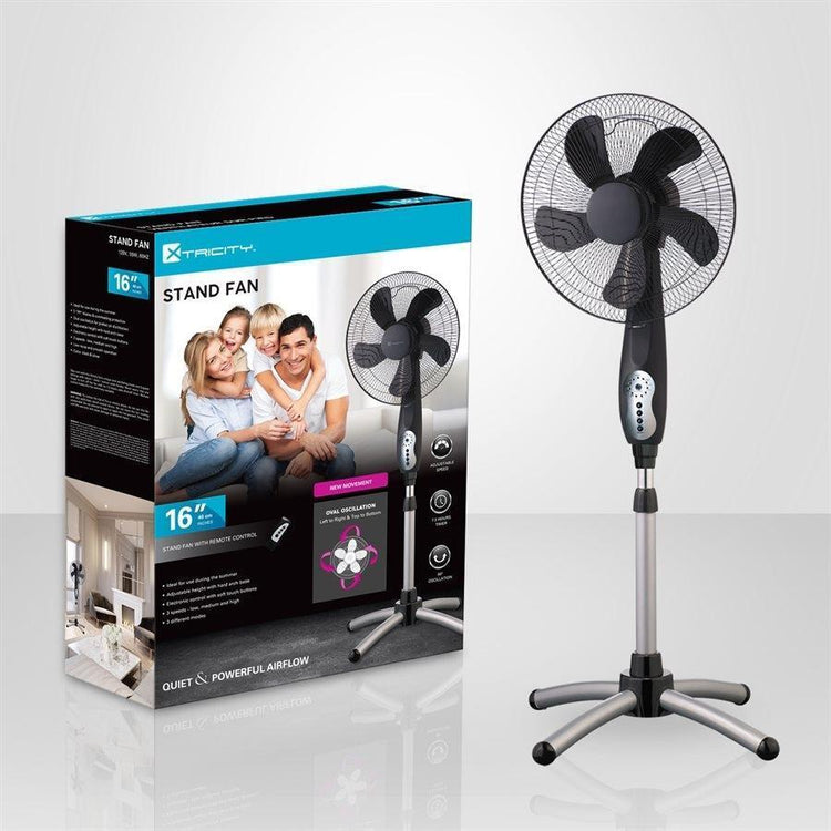Xtricity 4-80303 Ventilateur sur Pied 16'' Télécommande 55W 3 Vitesses Gris - Simple Boutique