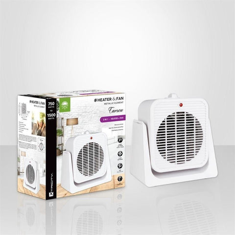 Xtricity 4-80308 Carson Radiateur + Ventilateur Élément Métallique 750W-1500W Blanc