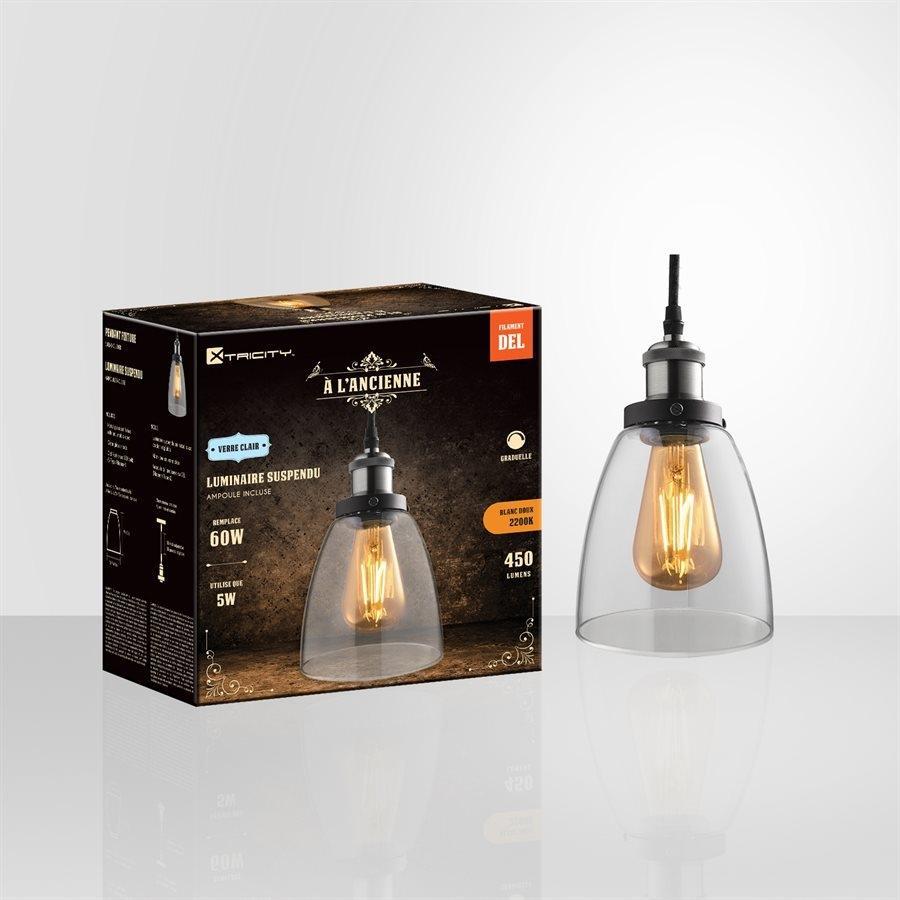 Xtricity 4-80402 Luminaire Suspendu Verre Clair Ampoule Del Incluse - Simple Boutique