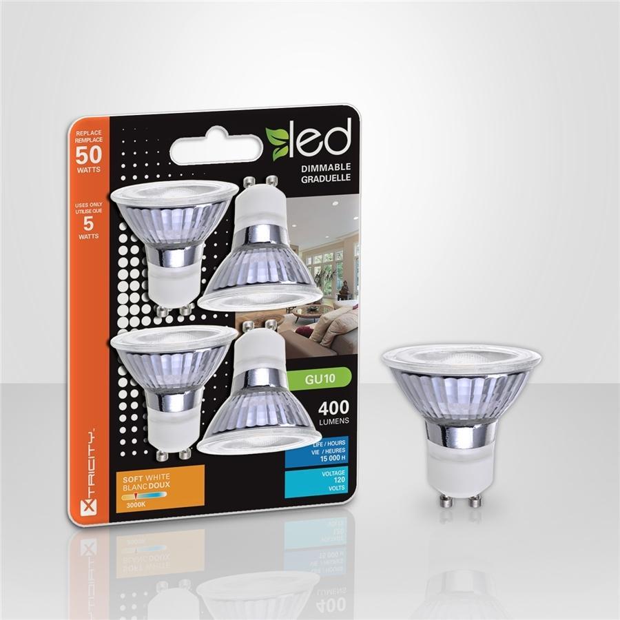 Xtricity Ampoule DEL GU10/5W/120V/400L/b.doux 3000k graduelle vitré 4 un - Simple Boutique