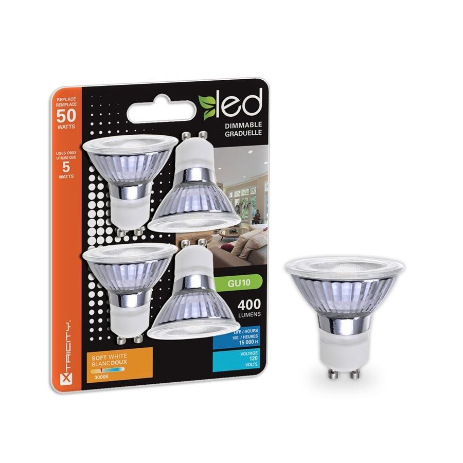 Xtricity Ampoule DEL GU10/5W/120V/400L/b.doux 3000k graduelle vitré 4 un - Simple Boutique