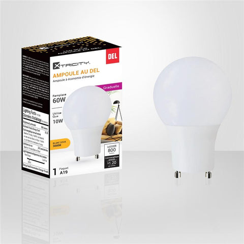 Xtricity - Ampoule DEL Gradable à économie d'énergie, 10W, Culot GU24, 3000K Blanc Doux