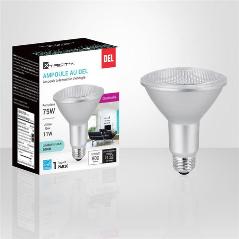 Xtricity - Ampoule DEL Gradable à économie d'énergie, 11W, Culot E26, 5000K Lumière du Jour