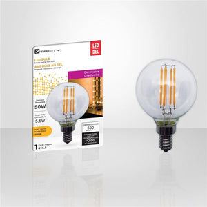 Xtricity - Ampoule DEL Gradable à économie d'énergie, 5.5W, Culot Candélabre, 3000K Blanc Doux - Simple Boutique