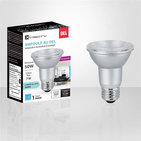 Xtricity - Ampoule DEL Gradable à économie d'énergie, 7W, Culot E26, 5000K Lumière du Jour