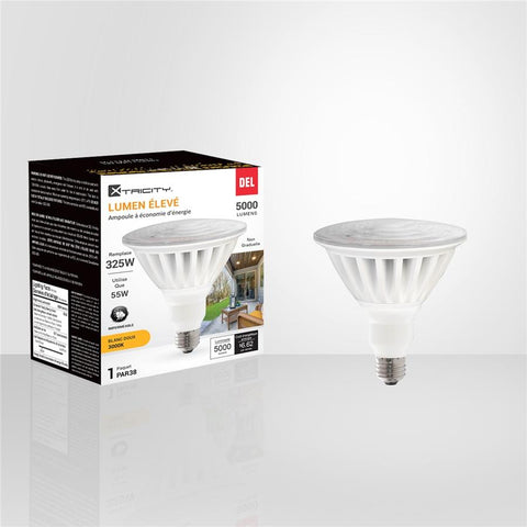 Xtricity - Ampoule DEL Lumen Élevée à économie d'énergie, 55W, Culot E26, 3000K Blanc Doux