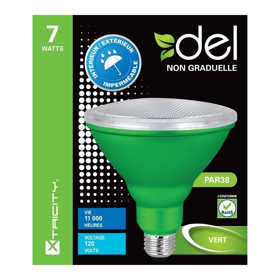 Xtricity Ampoule DEL PAR38/7W/120V/Vert/Intérieur et Extérieur 1 Un - Simple Boutique