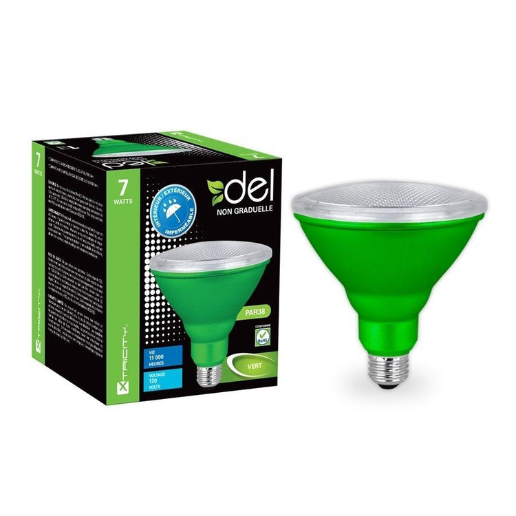Xtricity Ampoule DEL PAR38/7W/120V/Vert/Intérieur et Extérieur 1 Un - Simple Boutique