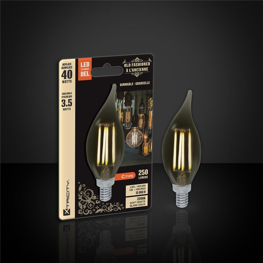Xtricity - Ampoule DEL Style à l'ancienne, 3.5W, Culot Candélabre, 2200K Blanc Doux - Simple Boutique