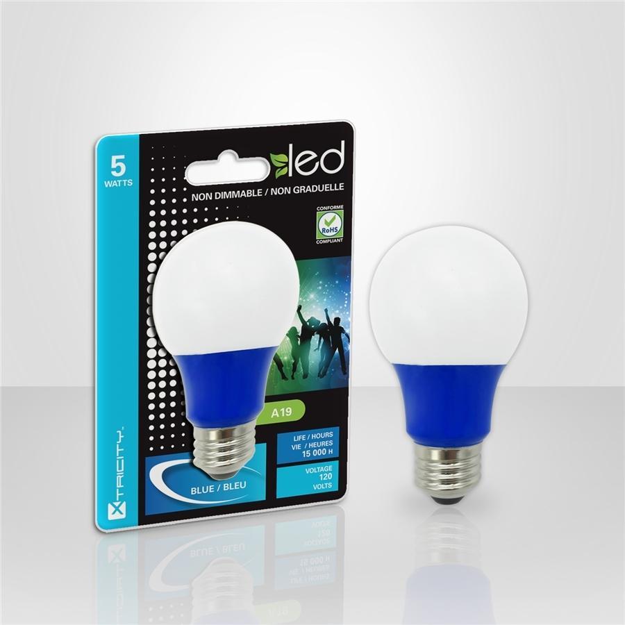 Xtricity Ampoule DEL Type A/5W/120V/E26/ couleur bleu 1cd - Simple Boutique