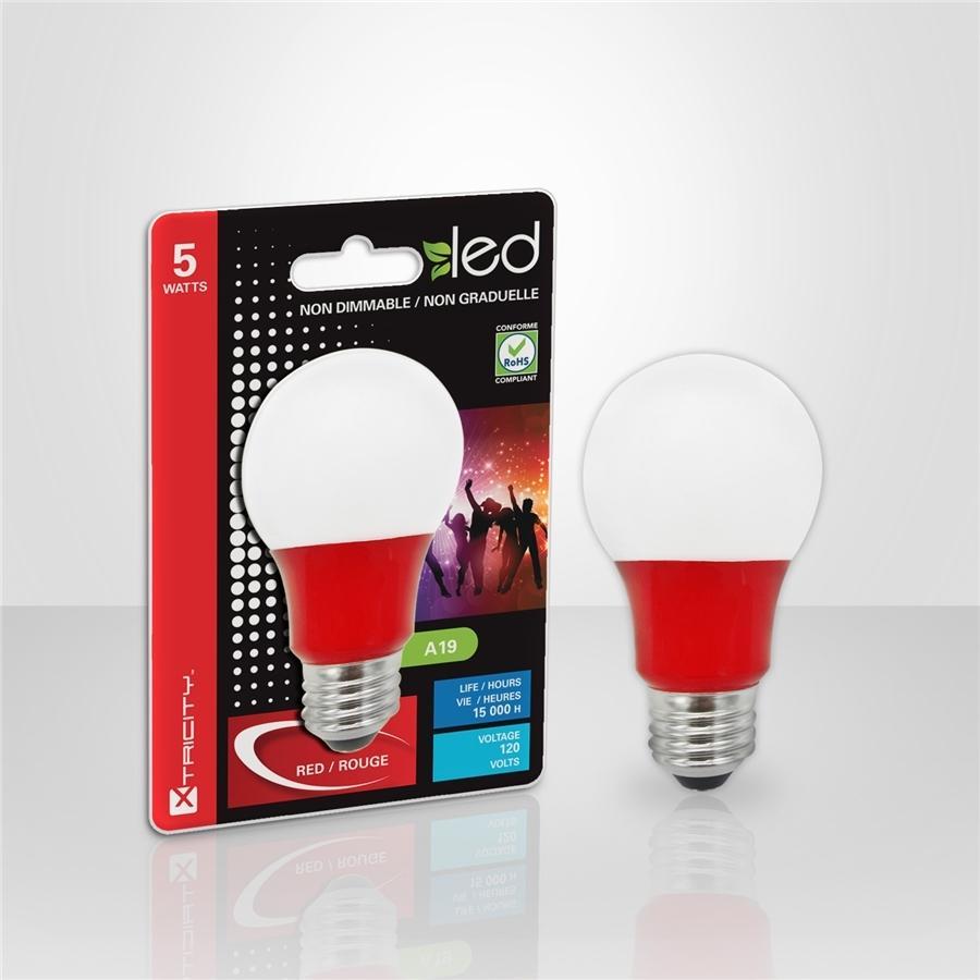 Xtricity Ampoule DEL Type A/5W/120V/E26/ couleur rouge 1cd - Simple Boutique