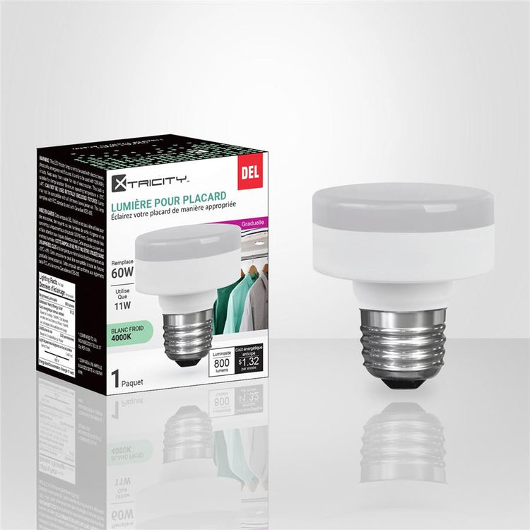 Xtricity - Ampoule DEL pour Placard, 11W, Culot E26, 4000K Blanc Froid - Simple Boutique