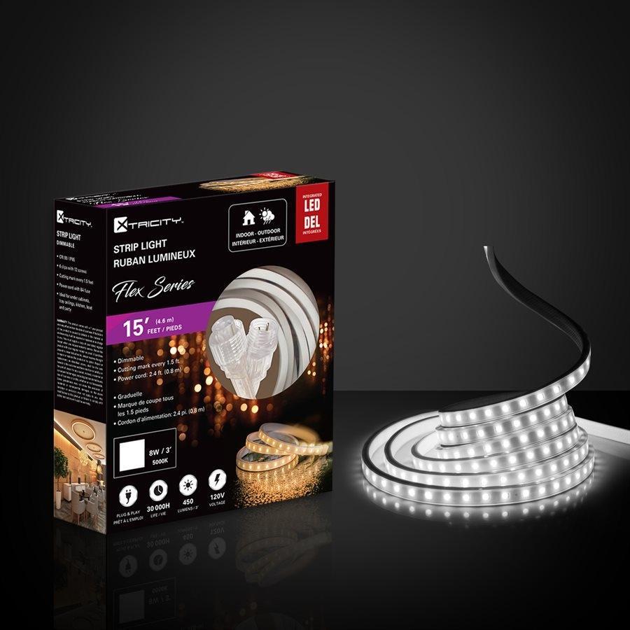 Xtricity Bande del flexible 15'x0.8mm/8W -3'/120V/5000k/Blanc Intérieur et Extérieur - Simple Boutique