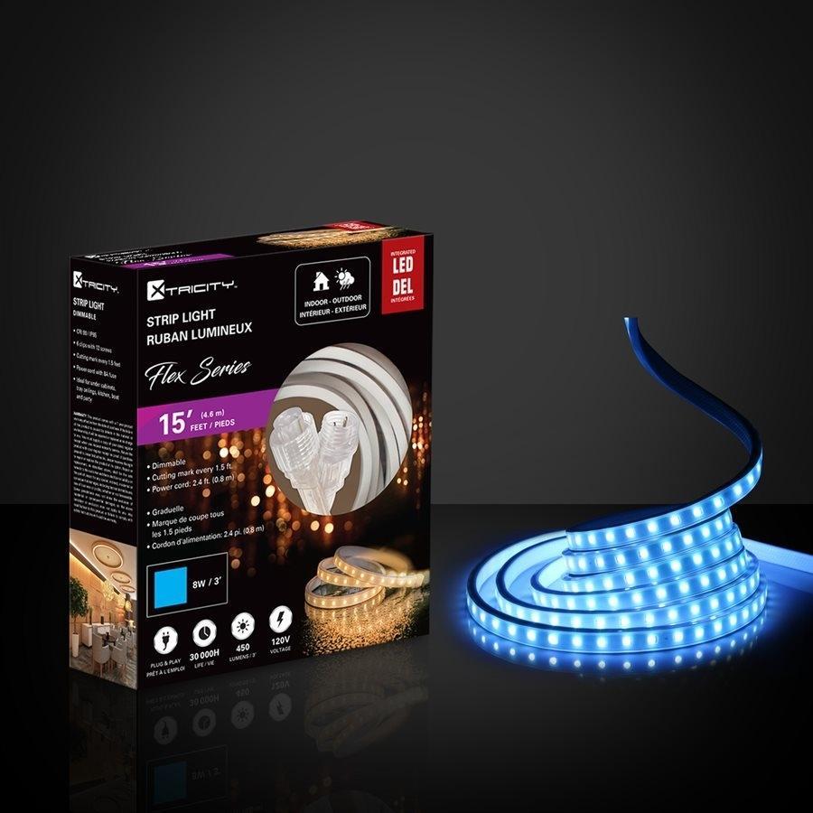 Xtricity Bande del flexible 15'x0.8mm/8W -3'/120V/Bleu Intérieur et Extérieur - Simple Boutique