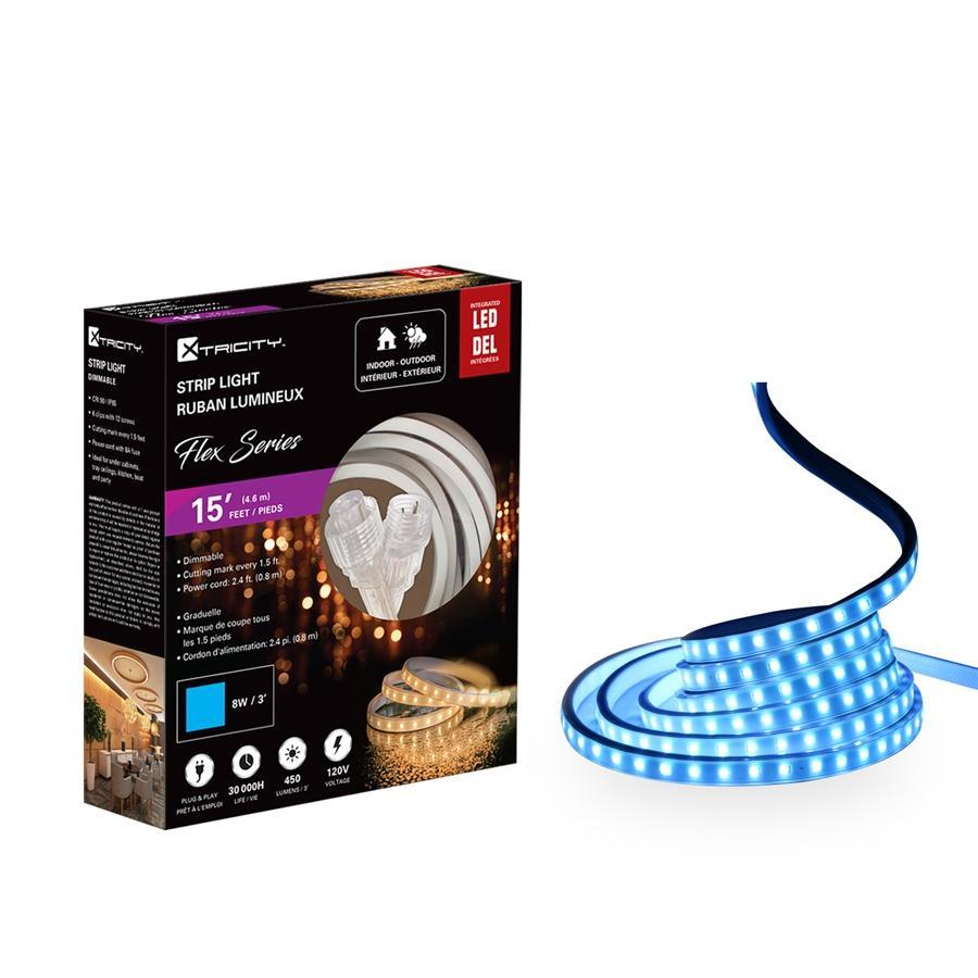 Xtricity Bande del flexible 15'x0.8mm/8W -3'/120V/Bleu Intérieur et Extérieur - Simple Boutique