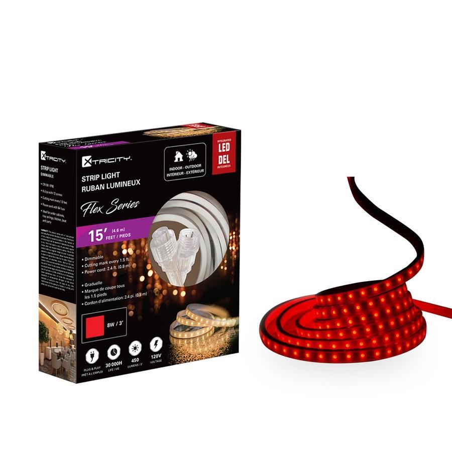 Xtricity Bande del flexible 15'x0.8mm/8W -3'/120V/Rouge Intérieur et Extérieur - Simple Boutique