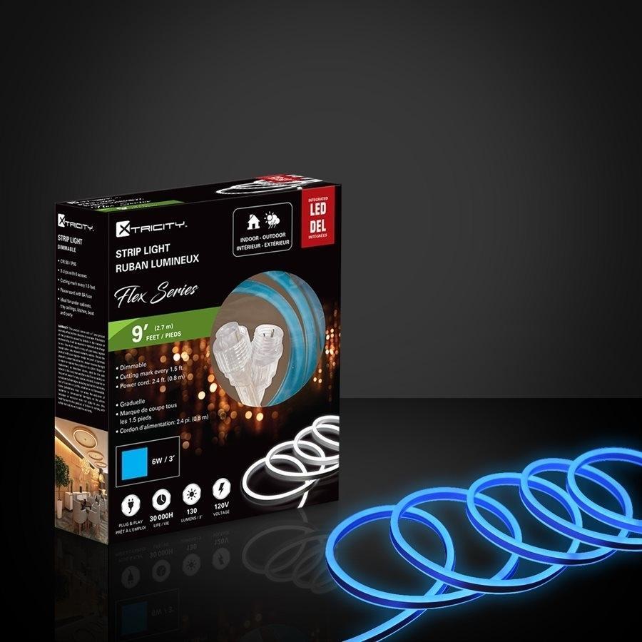 Xtricity Bande del flexible 9'x0.8mm/6W -3'/120V/Bleu Intérieur et Extérieur - Simple Boutique