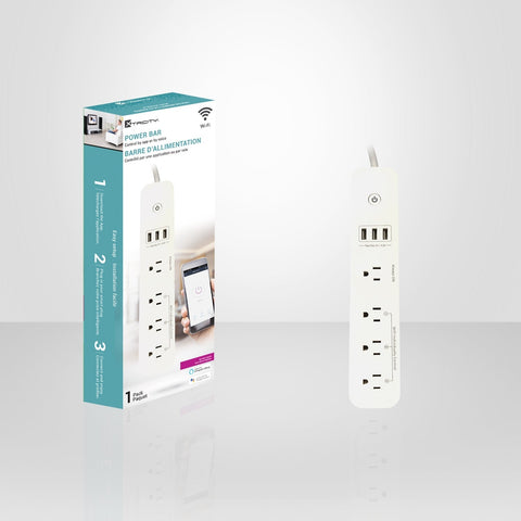Xtricity - Barre d'alimentation Intelligente Wi-Fi à 4 Prises et 3 Ports USB 4.8A, Blanc