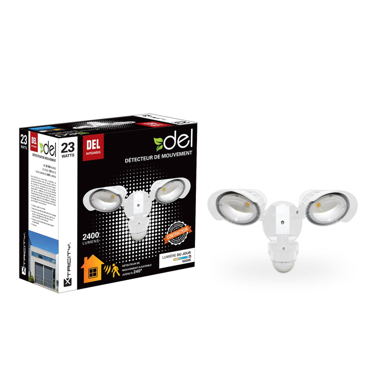 Xtricity Detecteur de Mouvement 2 Têtes DEL 23w 5000k 2400l Blanc - Simple Boutique
