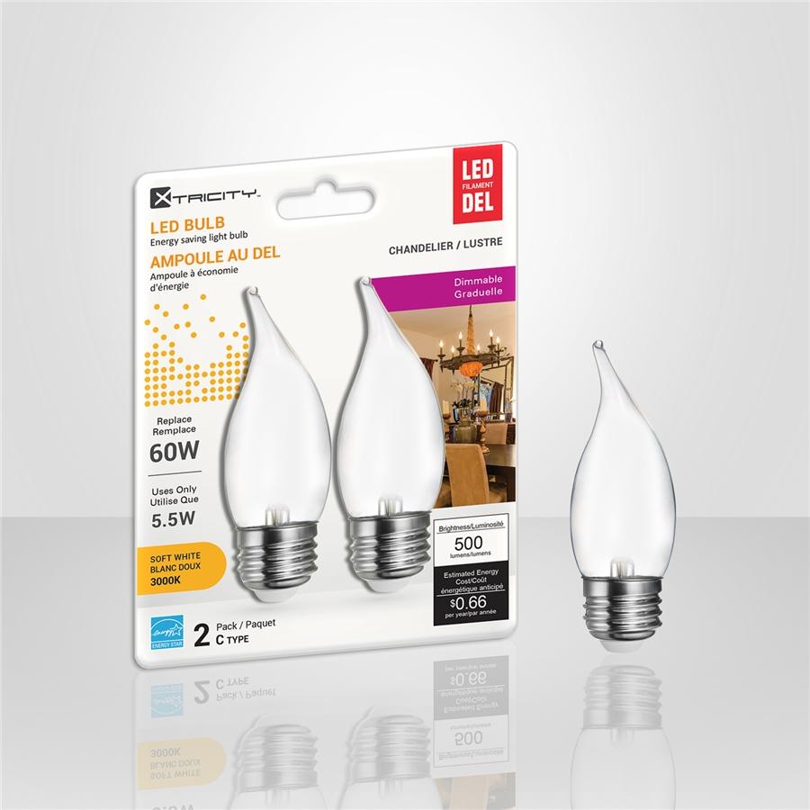 Xtricity - Ensemble de 2 Ampoule DEL Givrées Gradables à économie d'énergie, 5.5W, Culot E26, 3000K Blanc Doux - Simple Boutique