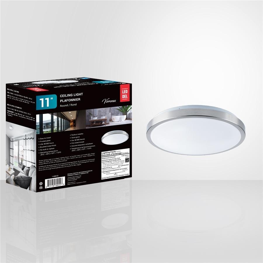 Xtricity - Ensemble de 2 Plafonniers Ronds avec DEL Intégrées, Diamètres de 11'', 15W, De la Collection Verona, Argenté - Simple Boutique