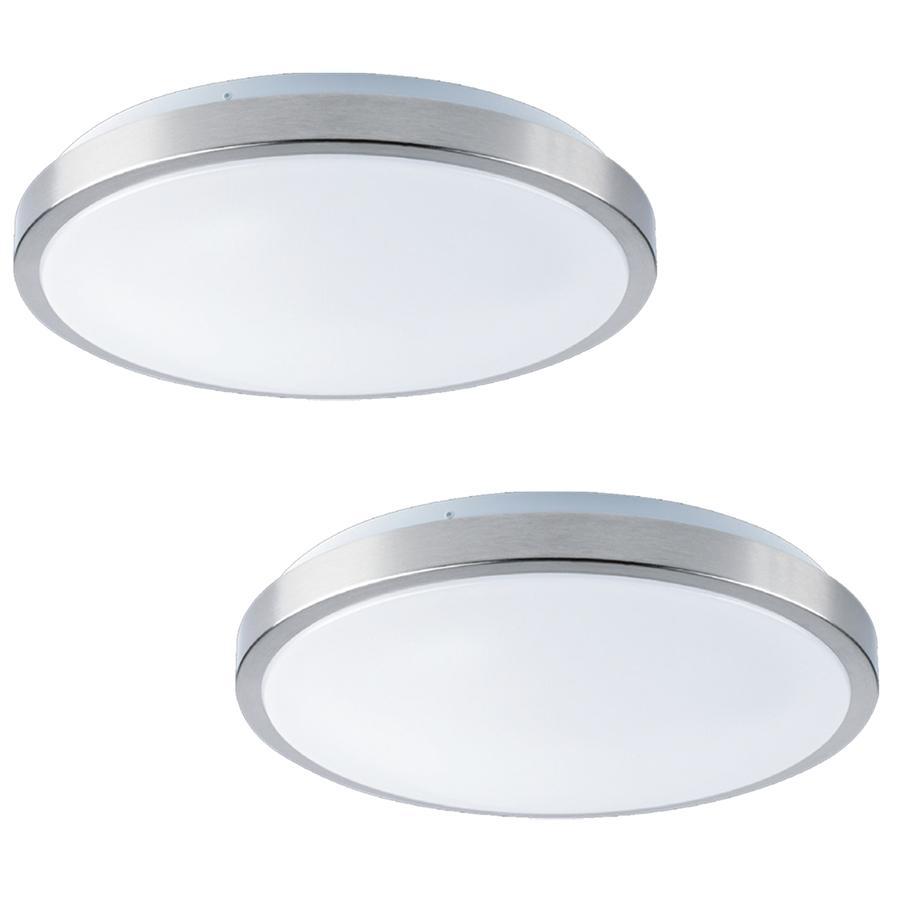 Xtricity - Ensemble de 2 Plafonniers Ronds avec DEL Intégrées, Diamètres de 11'', 15W, De la Collection Verona, Argenté - Simple Boutique