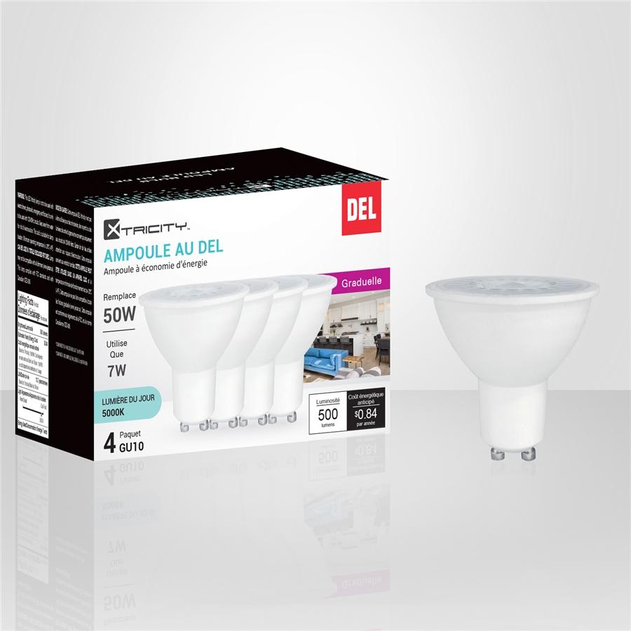 Xtricity - Ensemble de 4 Ampoules DEL Gradable à économie d'énergie, 7W, Culot GU10, 5000K Lumière du Jour - Simple Boutique