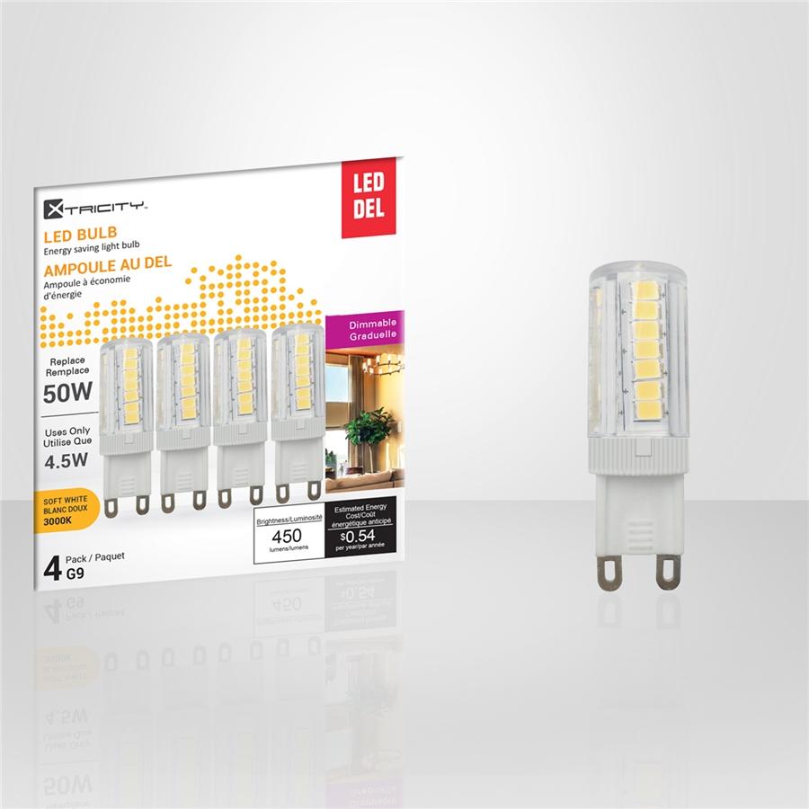 Xtricity - Ensemble de 4 Ampoules DEL Gradables à économie d'énergie, 4.5W, Culot G9, 3000K Blanc Doux - Simple Boutique