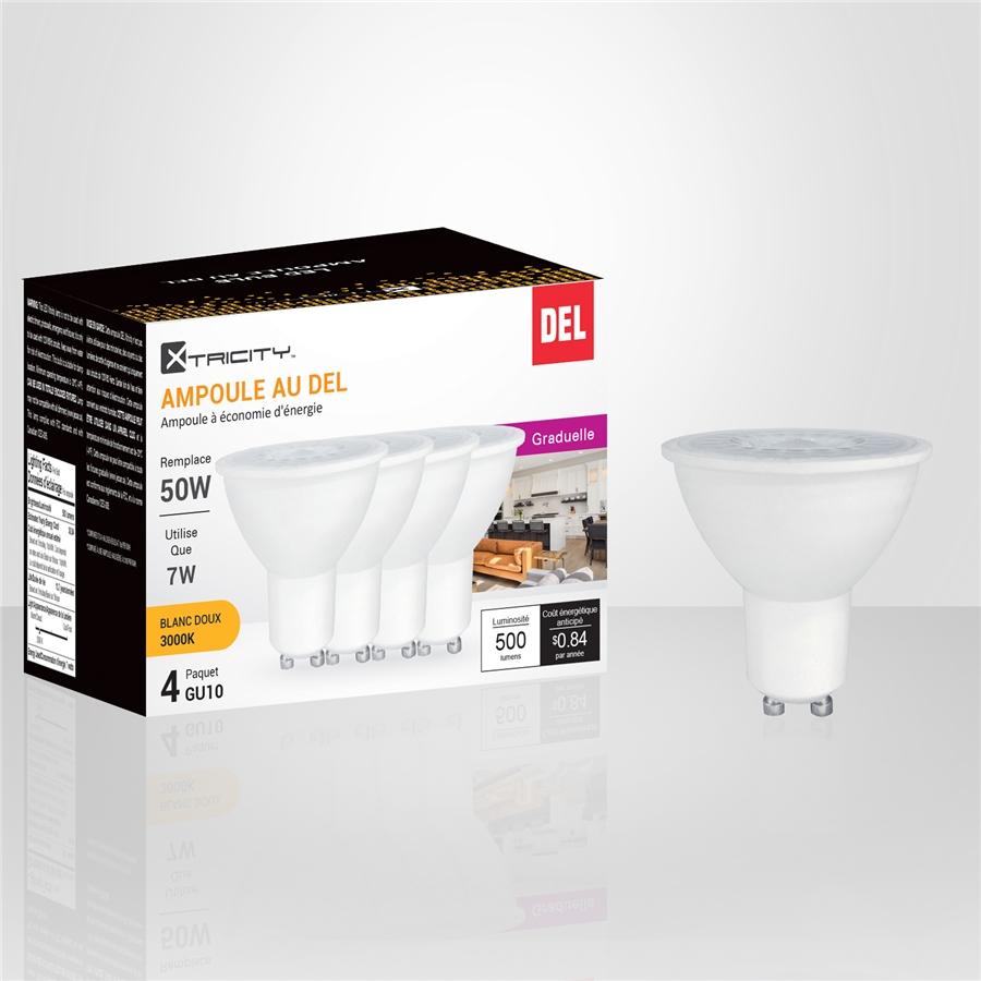 Xtricity - Ensemble de 4 Ampoules DEL Gradables à économie d'énergie, 7W, Culot GU10, 3000K Blanc Doux - Simple Boutique