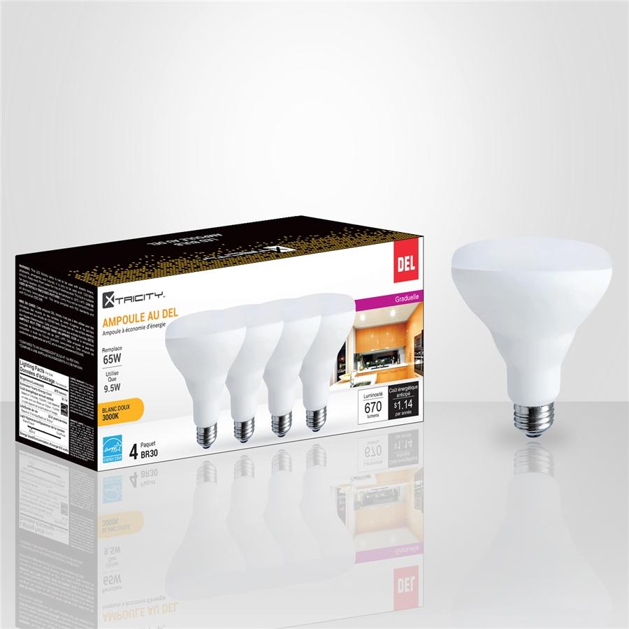 Xtricity - Ensemble de 4 Ampoules DEL Gradables à économie d'énergie, 9.5W, Culot E26, 3000K Blanc Doux - Simple Boutique