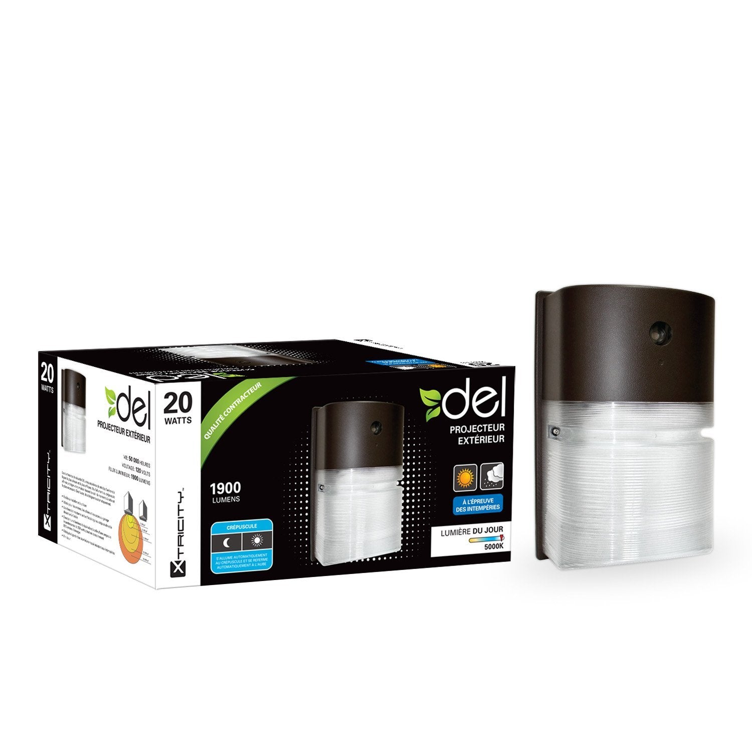 Xtricity Fixture Extérieur de Securité au DEL 20w 5000k 1900l - Simple Boutique