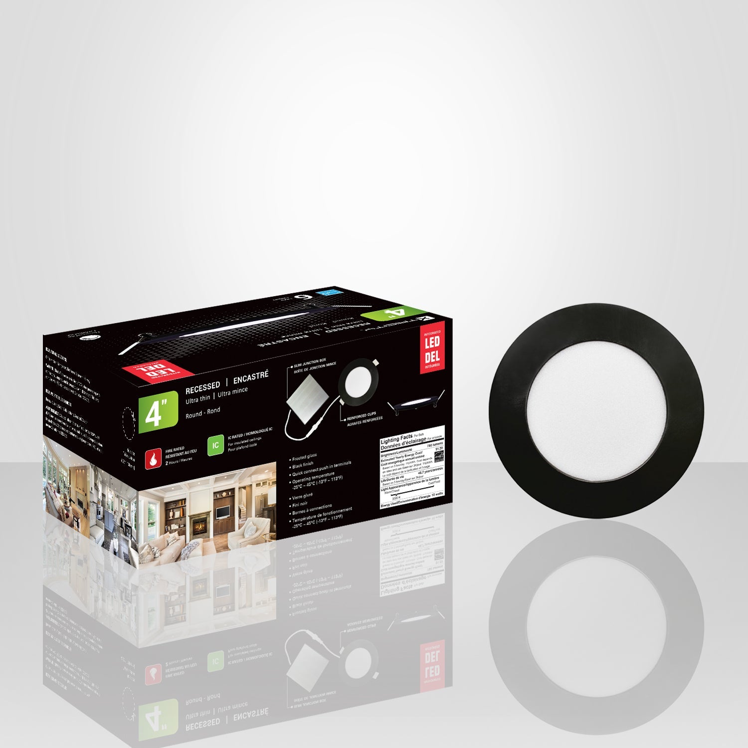 Xtricity - Lumière Encastrée DEL, Diamètre de 4'' , Gradable, 10W, 3000K Blanc Doux - Paquet de 6 - Simple Boutique