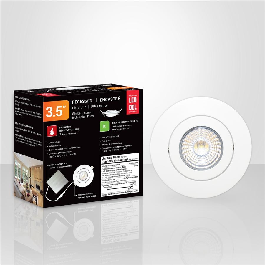 Xtricity - Lumière Encastrée DEL Inclinable, Diamètre de 3.5'', Gradable, 7W, 5000K Lumière du Jour - Simple Boutique