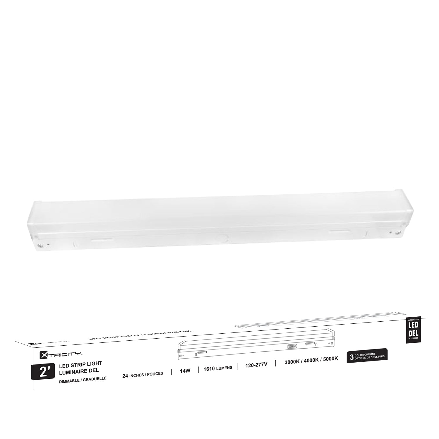 Xtricity - Luminaire DEL, Longeur de 2 Pieds, 1610 Lumens, 14W, Trois Options de Température de Couleur - Simple Boutique